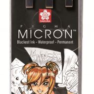 Набор капиллярных ручек Pigma Micron Manga 3 штуки (0.1мм 0.5мм 0.8мм) Черный в блистере