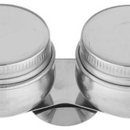Масленка Невская палитра металлическая двойная с крышкой, металл, диаметр 4,2, высота 3,5 см