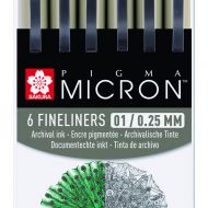 Набор капиллярных ручек Pigma Micron 01 (0.25мм) 6 штук в блистере (цвета ассорти)