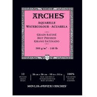 Альбом для акварели Arches 26х36 12л 300гр Сатин склейка по короткой стороне