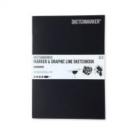 Скетчбук Sketchmarker Marker&Graphic Line 180гр 16листов 17,6х25см мягкая обложка цв. черный