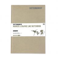 Скетчбук Sketchmarker Marker&Graphic Line 180гр 44 листа 17,6х25см мягкая обложка цв. песочный
