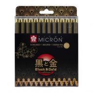 Набор капиллярных ручек Pigma Micron Gold Limited Edition12шт (0.15 - 1.2мм + brush + PN) черный