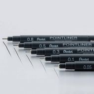 Линер Pentel Pointliner  черный, 0,5 мм