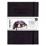 Скетчбук Малевичъ для маркеров, бордовый, двусторонняя бумага 220 г/м, 15х21 см, 40л